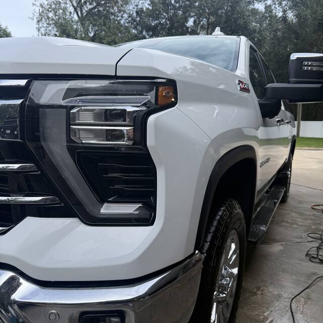 Silverado front corner and wheel after detailing